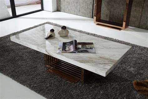 Modrest Kingsley Modern Marble And Rosegold Coffee Table