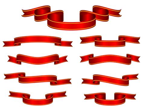 red banner ribbon set vector  vector art  vecteezy