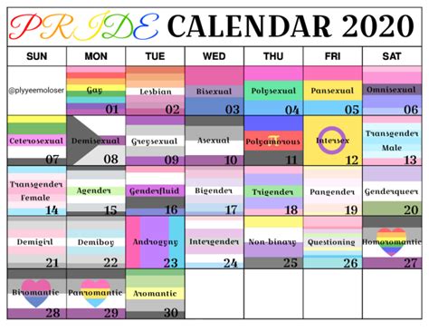 pride calendar on tumblr