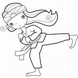 Karate Coloring Pages Kid Taekwondo Kick Color Printable Kids Doing Drawing Cliparts Spongebob Heel Palm Girl Disney Clipart Do Sports sketch template