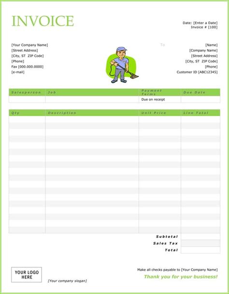 cleaning invoice template word invoice complete