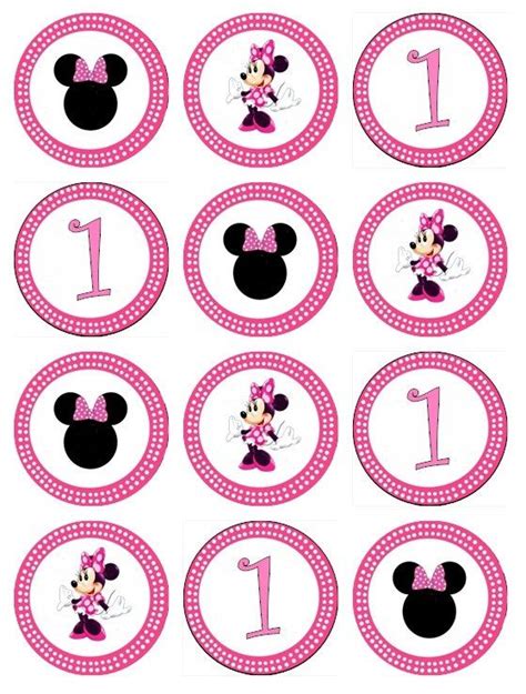 edible minnie mouse cupcake toppers images  cupcakes disney