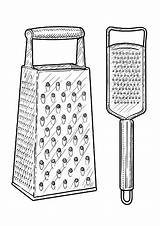 Grater Drawing Line Vector Illustration Engraving Ink Steel Hand sketch template