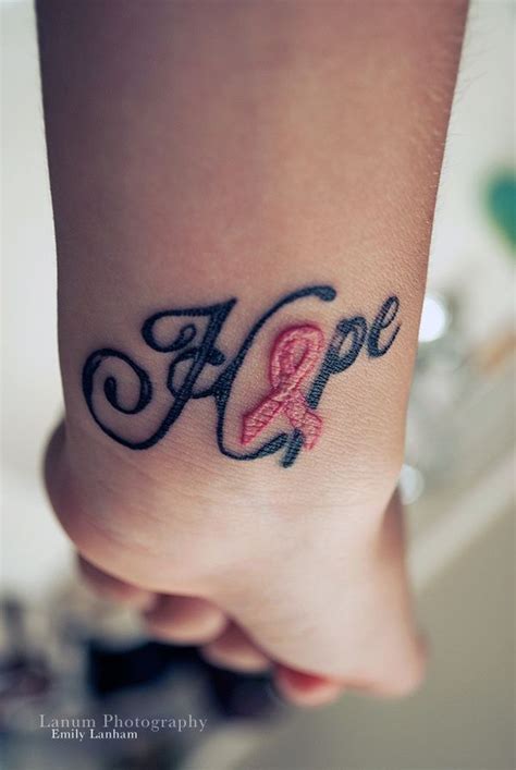 Hope Pink Ribbon Tattoo On Wrist Best Tattoo Designs Pinterest