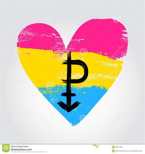 Pansexual Pride Flag In A Form Of Heart With P Symbol