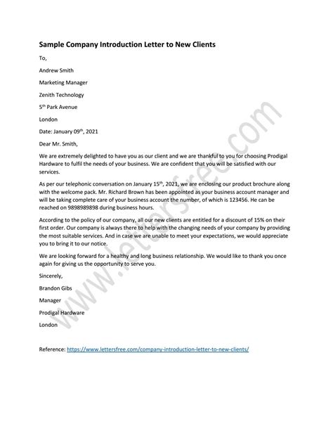 business introduction letter   clients company letter format