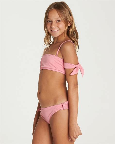 Swimwear Billabong Girls Sol Searcher Off Shoulder Bikini Set Party Pink
