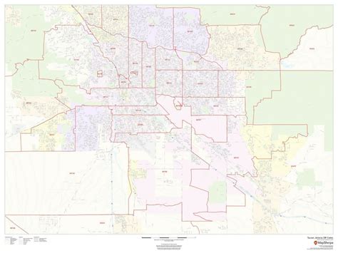 Tucson Arizona Zip Codes Laminated Wall Map And Similar Items