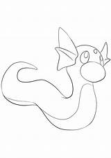 Pokemon Dratini Coloring Pages Generation Type Kids Dragon sketch template