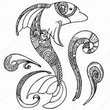 Zentangle Dolphin Stylized Depositphotos Totem sketch template