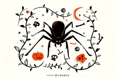 halloween spider illustration vector