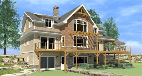 colonial concepts log timberframe belmont standard model rear elevation loft house plans