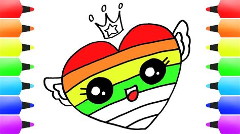 cute rainbow heart cool drawings  kids youtube