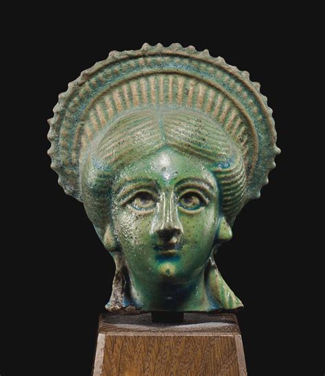 An Egyptian Faience Head Of Isis Aphrodite Roman Period Circa 1st