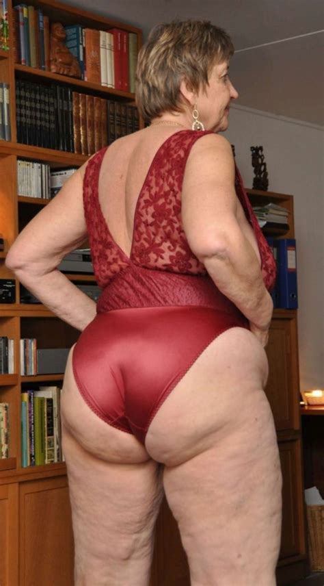 granny ass in red lingerie mature porn pics