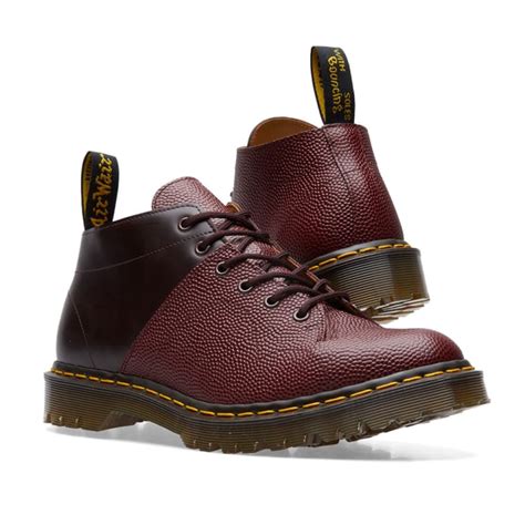 dr martens  engineered garments monkey church contrast monkey boot oxblood smooth pebble