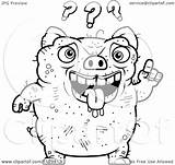 Ugly Confused Pig Cartoon Outlined Clipart Coloring Thoman Cory Vector Royalty sketch template