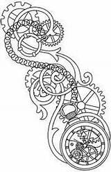 Steampunk Coloring Drawing Gears Cogs Pages Pocket Tattoo Rose Pirate Gear Adult Urbanthreads Dessin Drawings Tattoos Engrenagens Coloriage Colouring Books sketch template