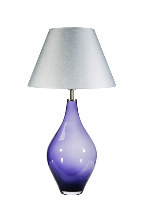 Bor Glass Table Lamp Fabric Shade Purple Grey Glass Table Lamp
