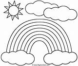 Coloring Rainbow Clouds Sun Nature Rainbows Kids Activity Great Who sketch template
