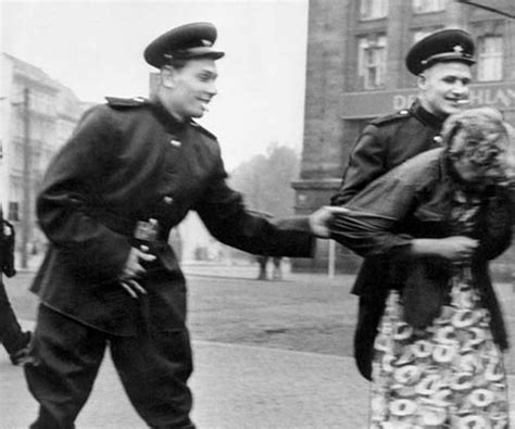 Soviet Soldiers Openly Sexually Harass A German Woman In Leipzig 1945