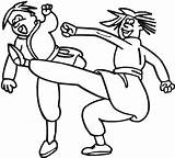 Karate Coloring Kid Martial Arts Counter Attack sketch template