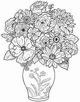 Coloring Flower Flowers Drawing Pot Bouquet Pages Vase Rose Sketch Pencil Colour Tulips Line Draw Pots Drawings Color Beautiful Clipart sketch template