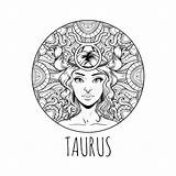 Zodiac Taurus Sign Coloring Girl Horoscope Book Adult Illustration Vector Symbol Artwork Beautiful Signs During Likely Quarantine Ex Most Back sketch template