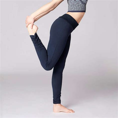 Domyos Womens Organic Cotton Yoga Pants Navy Decathlon