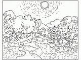 Coloring Famous Pages Gogh Van Artwork Paintings Printable Vincent Artists Scream Olive Color Sky Coloriage Painting Adult Trees Kids Landscape sketch template