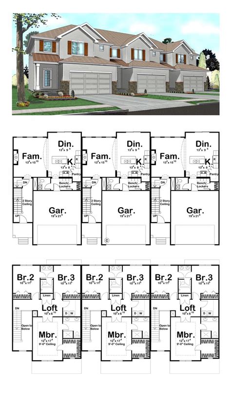 traditional style   bed  bath  car garage family house plans duplex house plans