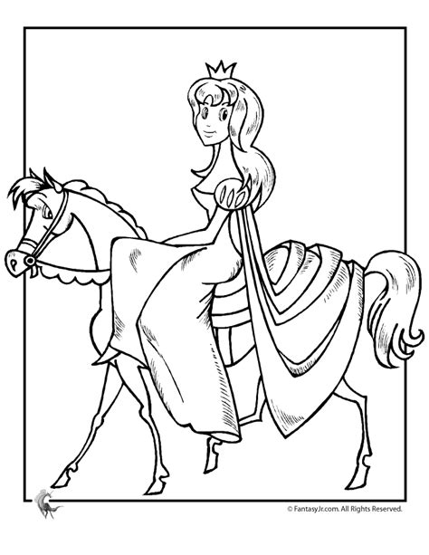 princess riding horse sidesaddle coloring page woo jr kids