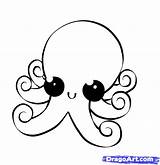 Octopus Coloring Anime Pages Cute Drawing Draw Chibi Step Chibis sketch template