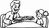 Dad Clipart Good Clip Daughter Manners Cartoon Table Father Eating Breakfast Coloring Cliparts Girl Mom Do Kids Library Sandwich Little sketch template