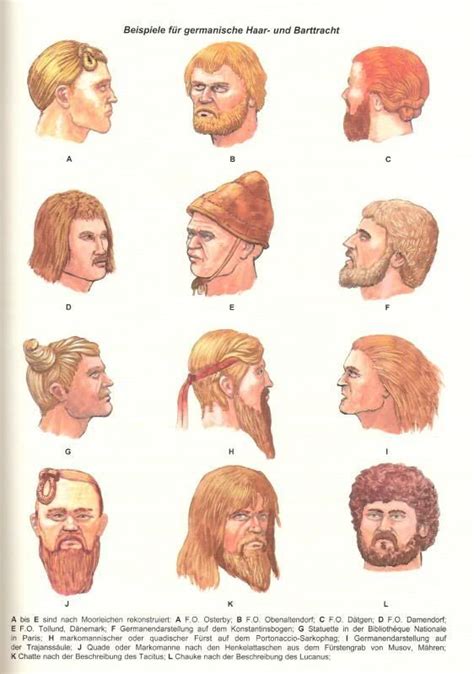germanische haartrachten guerreros celtas ilustracion historica romanos