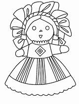 Mexican Coloring Doll Dress Para Dibujos Drawing Mexicano Colorear Woman Luna Bordar Pintar Patrones Dancing Siluetas sketch template