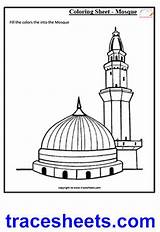 Kids Masjid Nabvi Worksheets Coloring Worksheet Islamic Clipart Culture Mosque Drawing Islam Sheets Pages Mosques Library Trace Visit Line Sketch sketch template