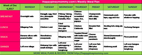 filipino weekly meal plan     ulam ideas