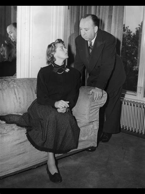 director alfred hitchcock with ingrid bergman in the 1949