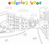 Coloring Kids Town Book Streets Architecture Old Preview sketch template
