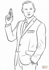 Bond James Coloring Daniel Craig Pages Printable Drawing 007 sketch template