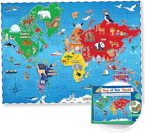 amazoncom world map puzzle  kids  piece world puzzles  continents childrens