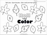Color Leaves Roll Fall Worksheet Numbers Madebyteachers Worksheets Preschool Number Counting Printables sketch template