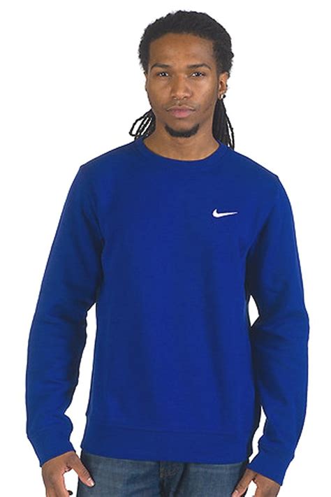nike nike club crew swoosh bluewhite sweatshirt mens size  walmartcom walmartcom