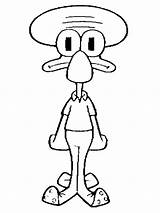 Squidward Coloring Linear sketch template