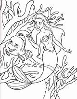 Ariel Coloring Mermaid Disney Pages Princess Little Princesses Flounder Protecting Fish Play Together Printable Mermaids Kids Color Small Disimpan Dari sketch template