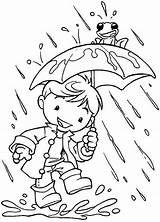 Coloring Rainy Pages Rain Weather Printable Cute Print Frog sketch template
