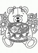 Coloring Birthday Happy Pages Printable Bear Teddy Cards Kids Colouring Color Print Printables Card Line Drawing Sheets Shopkins Cheeky Chocolate sketch template