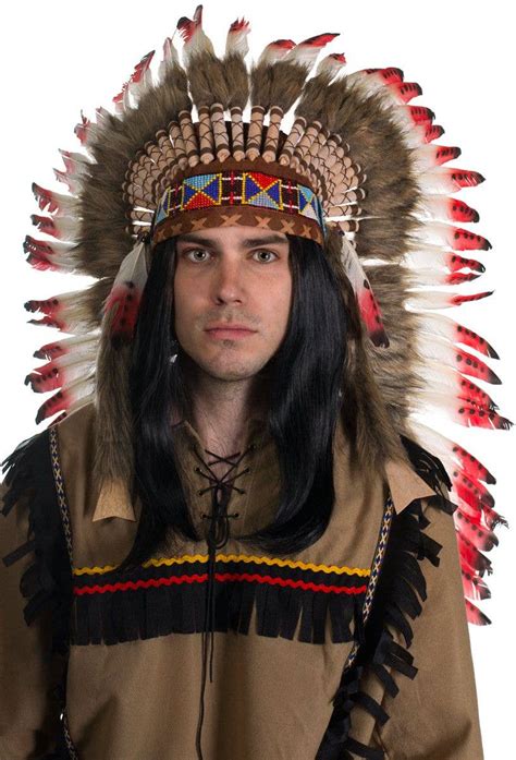 Costumes Reenactment Theatre Mens Native American Indian Black Wig