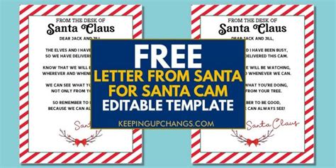 santa cam letter editable printable